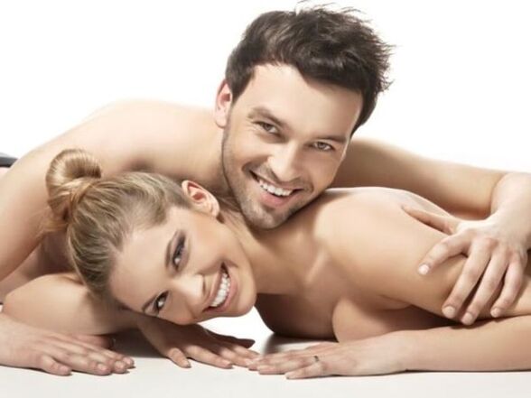 Happy woman with a man who has no power problems.
