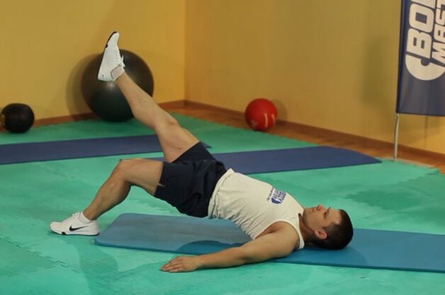“Glute bridge” exercise to regulate power in a man